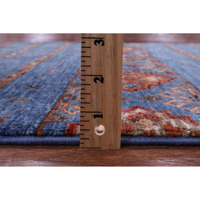 Golden Nile Blue Khorjin Persian Gabbeh Handmade Wool Rug - 2' 8" X 4' 1"