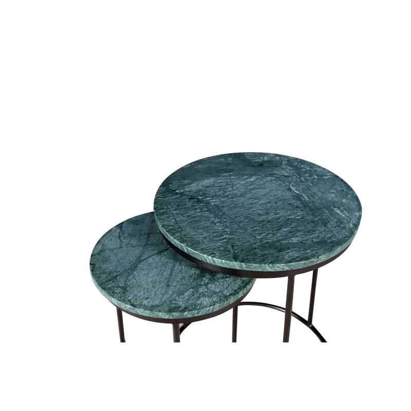 Marble Nesting Coffee Table Set Of 2 With Metal Frame