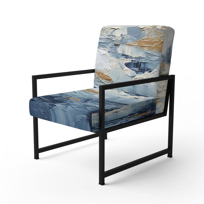 Designart "Beach Scandinavian Solitude III" Upholstered Abstract Accent Chair and Nautical & Coastal Arm Chair - Multiple Color