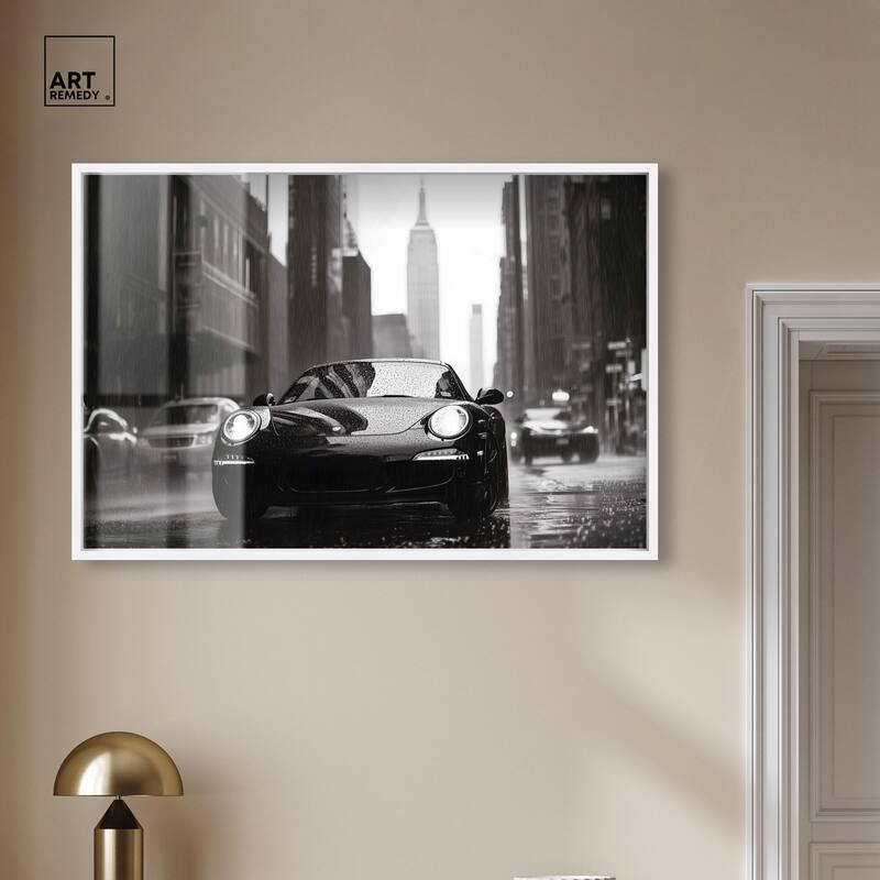 Driving in the Rain NYC Shadowbox by Art Remedy