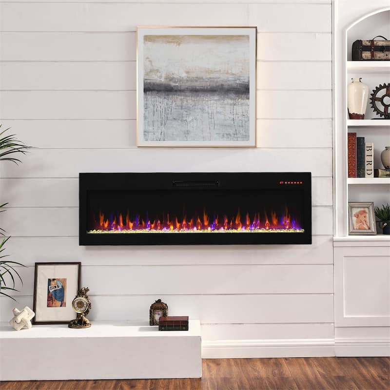 60 Inch Electric Fireplace,Recessed and Wall Mounted Fireplace