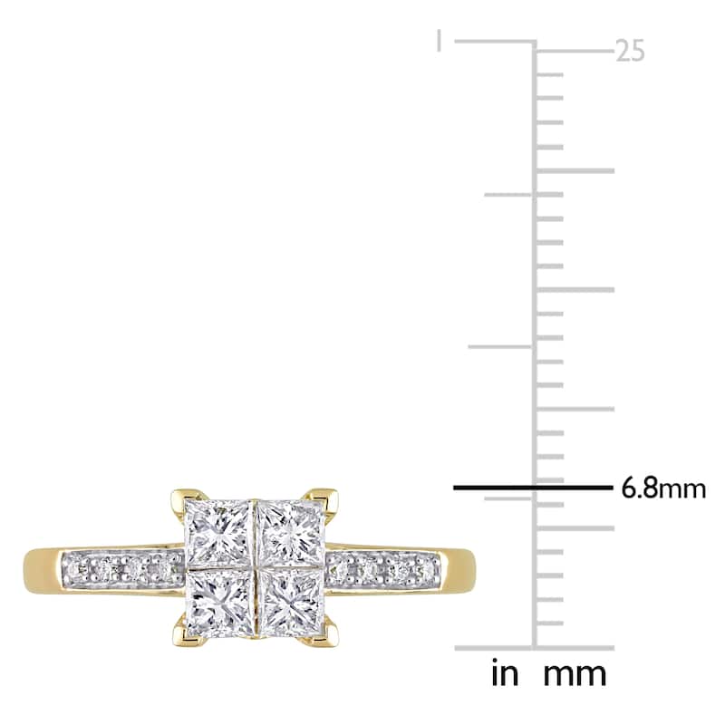 Miadora 5/8ct TDW Diamond Square Ring in 10k Yellow Gold