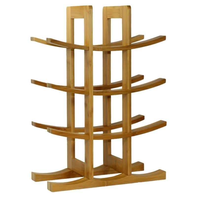 12-Bottle Wine Rack Modern Asian Style in Natural Bamboo - 11.8"W x 5.8"D x 15.8"H