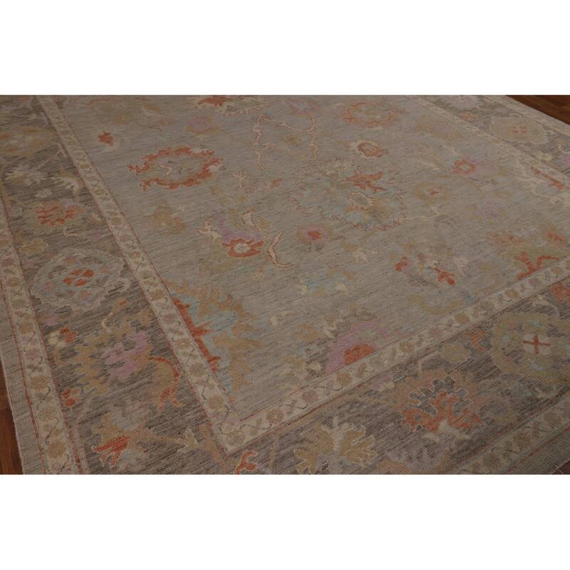 Transitional Vegetable Dye Oushak Turkish Rug Handmade Wool Carpet - 8'10"x 12'3"