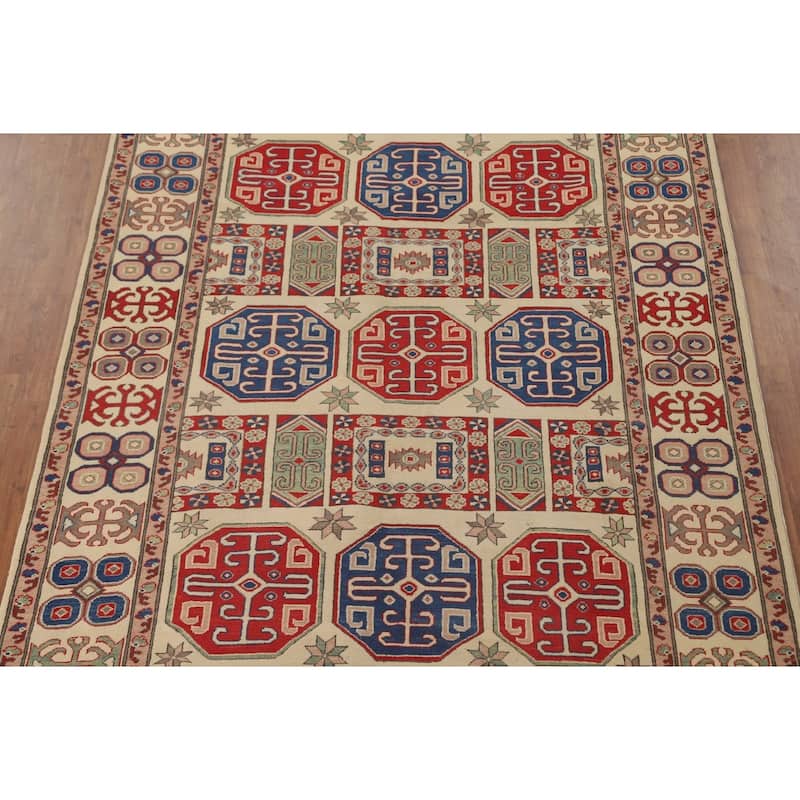 Kazak Living Room Area Rug Hand-Knotted Bedroom Wool Carpet - 6'7" x 8'9"