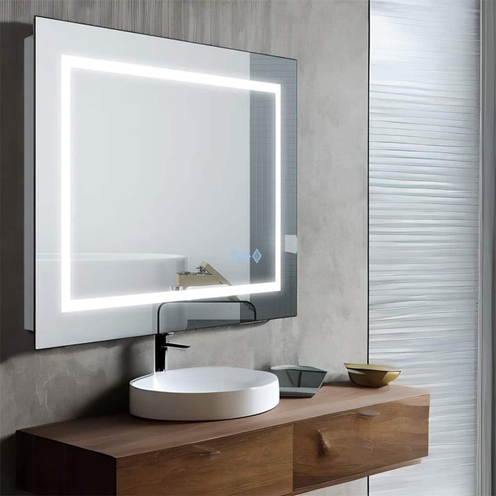Gradient Front and Backlit LED Mirror for Bathroom,Dimmable, Anti-Fog
