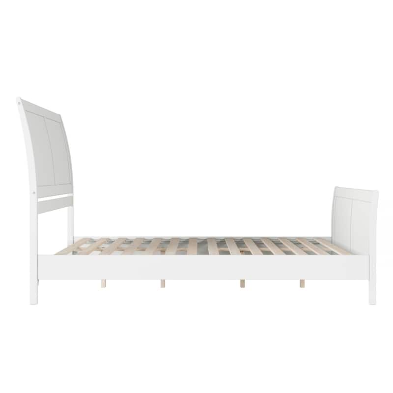 Valencia Solid Wood Low Profile Sleigh Platform Bed with Matching Footboard