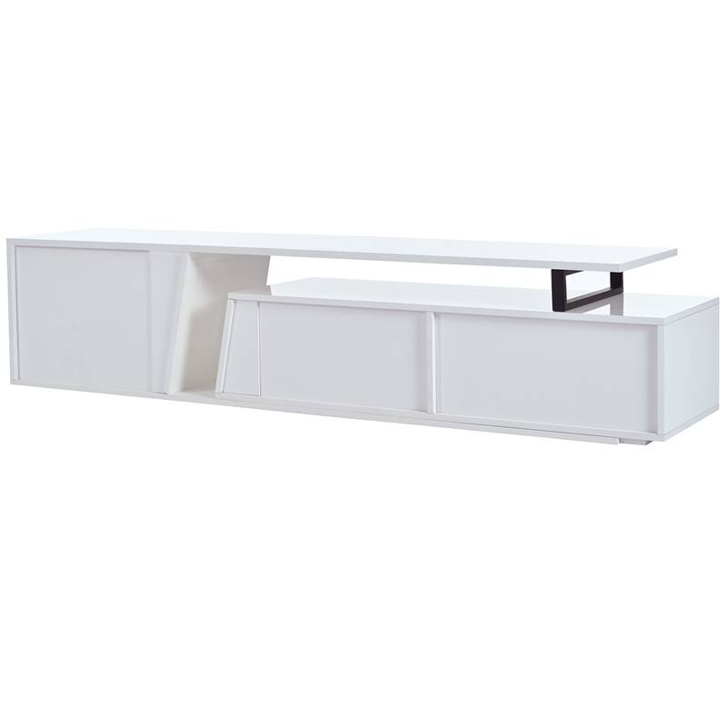 Minimalist Rectangle Extendable TV Stand, TV Cabinet with 2 Drawers and 1 Cabinet
