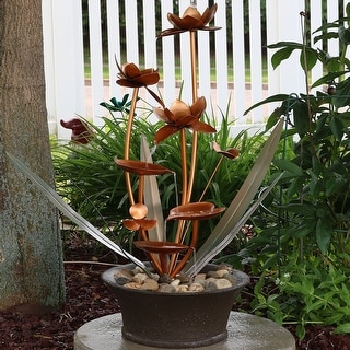 Sunnydaze Copper Flower Blossoms Water Fountain