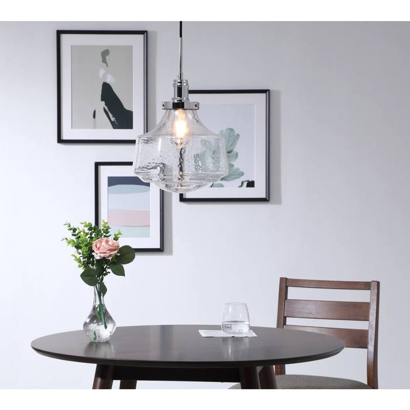Elegant Lighting Lyle Single Light 11" Wide Pendant with Seedy Glass