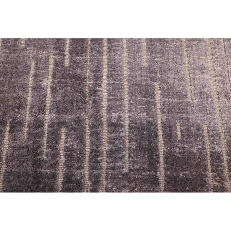 ECARPETGALLERY Hand Loomed Elysian Grey Viscose Rug - 6'7 x 9'9