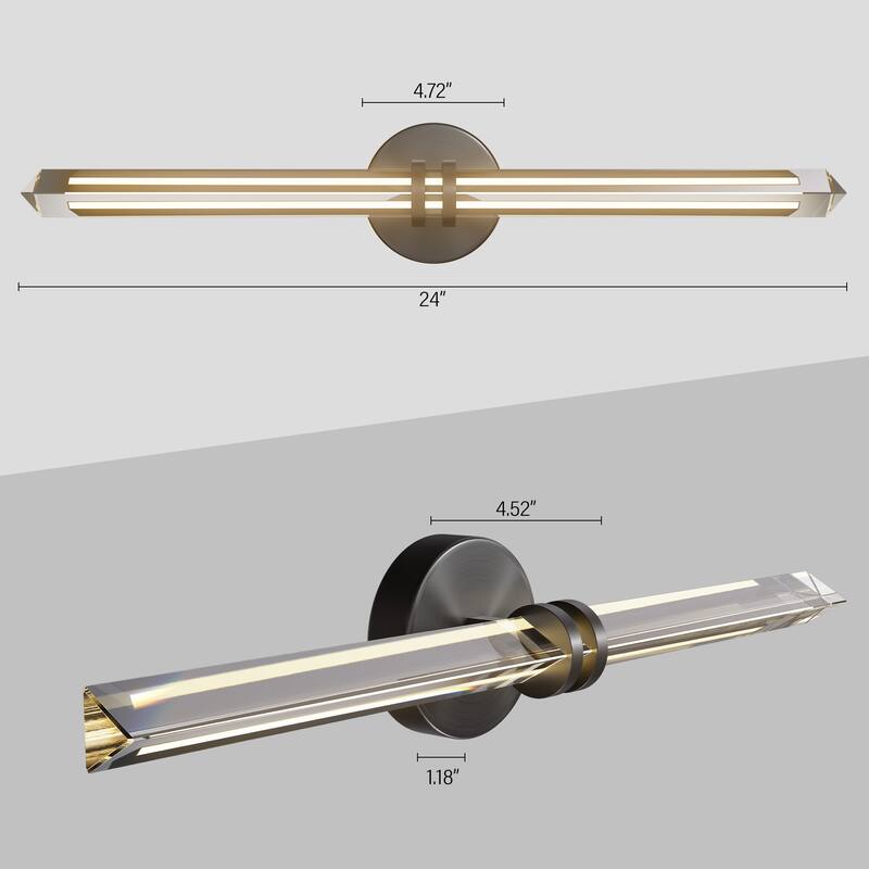 KAYLA 18/24-inch -Triangular Pyramid Crystal Vanity Light - Copper Single Pack