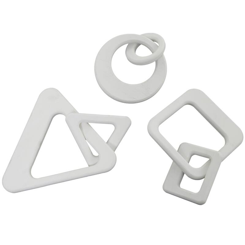 CosmoLiving by Cosmopolitan Geometric Wood Chain Sculpture (Set of 2, Set of 3) - Black, White, Brown