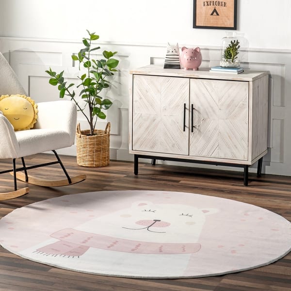 slide 2 of 12, Nuloom Jovie SpinClean Polar Bear Machine Washable Kids Area Rug 6' x 6'