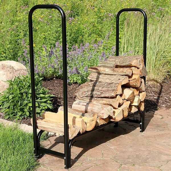 Shop Sunnydaze Black Steel Outdoor Firewood Storage Holder 