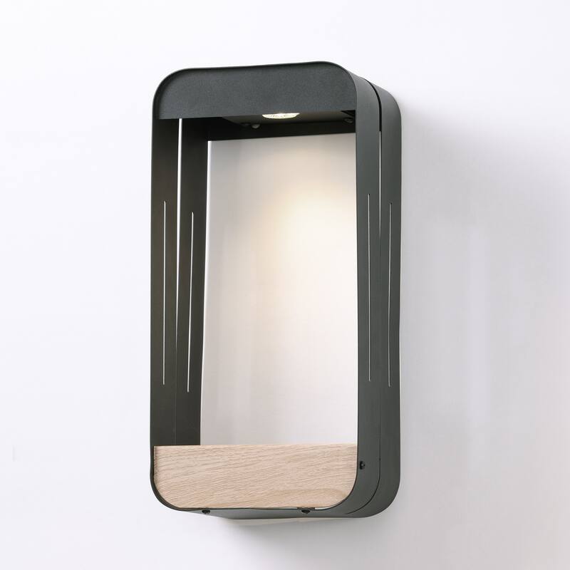 Outdoor Solar LED Wall Lantern Metal Wood-grain Shelf Sconce(4-pack)