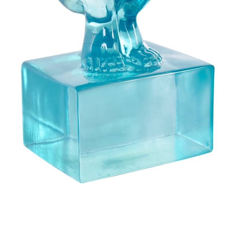 Light Blue, Green or Pink Resin Tinted Posing People Decorative Sculpture