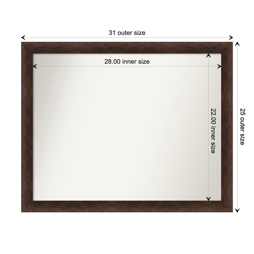 Warm Walnut Narrow Non-Beveled Wood Framed Wall Mirror - Warm Walnut Narrow