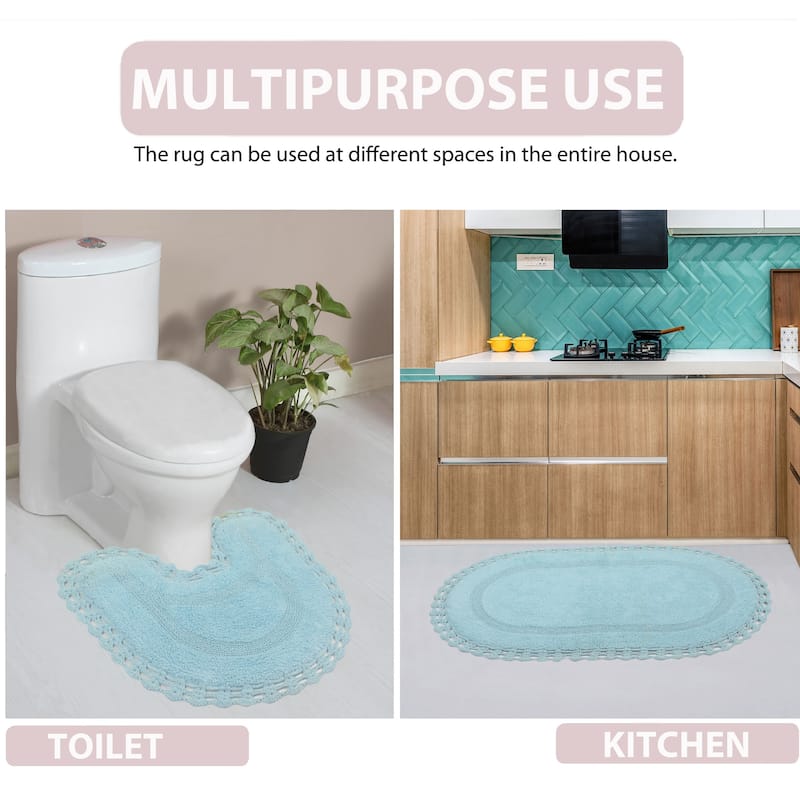 Hampton Contour Rug, Cotton Soft, Water Absorbent, Non Slip U Shape Contour Rug Machine Washable 20"x20" Contour