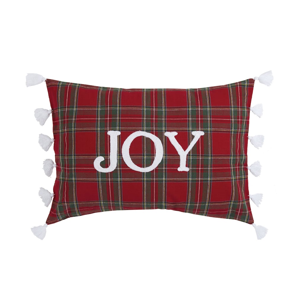Joy Embroidered Pillow with Tassels