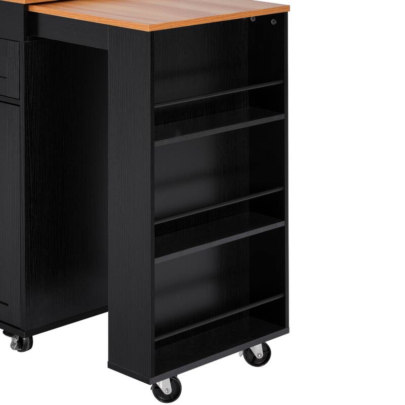 85.5 Inch Kitchen Island with Extendable Dining Table 3 Drawers 2 Doors