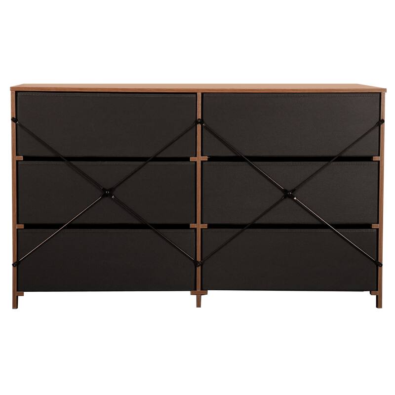 Modern Minimalist 6-Drawer Dresser with Large Fabric Drawers