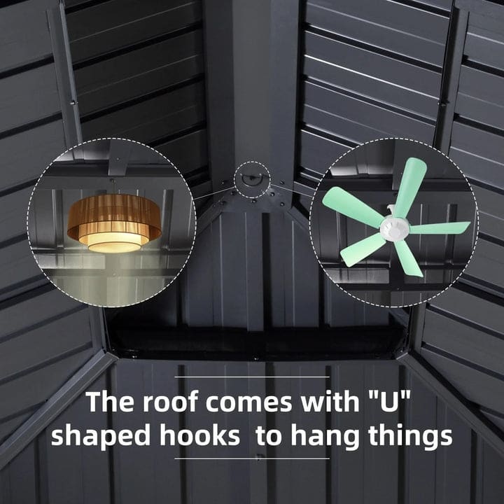 PURPLE LEAF Outdoor Galvanized Steel Hardtop Gazebo, Aluminum Frame Gazebo With Curtains