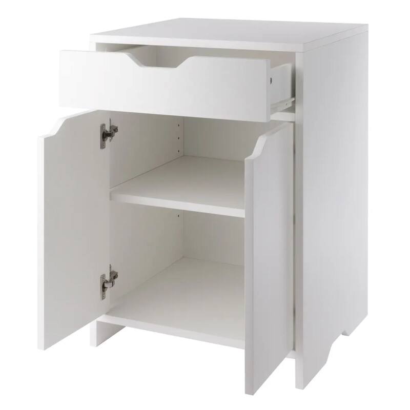 Two Shelf Storage Cabinet with Drawer - 26.25" - White