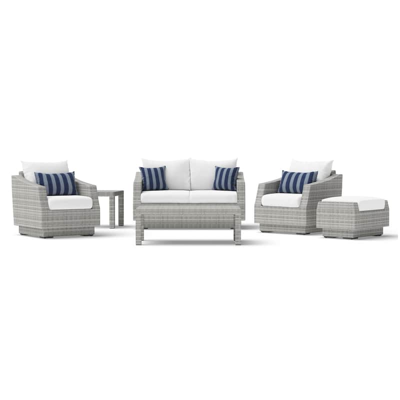 Cannes 6 Piece Sunbrella Outdoor Patio Love & Club Seating Set