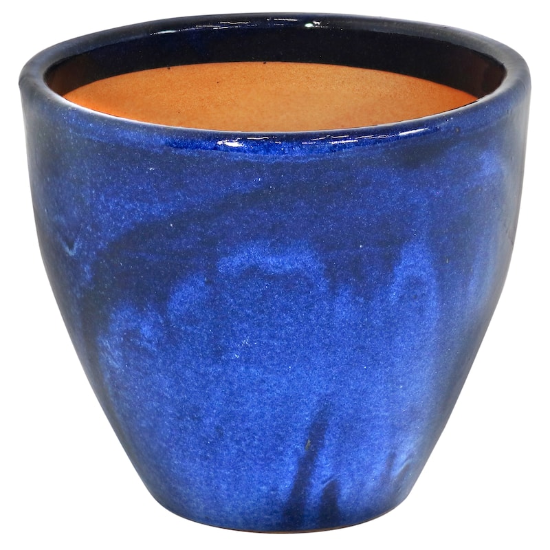 Sunnydaze Resort Glazed Ceramic Planter 13-Inch - Imperial Blue