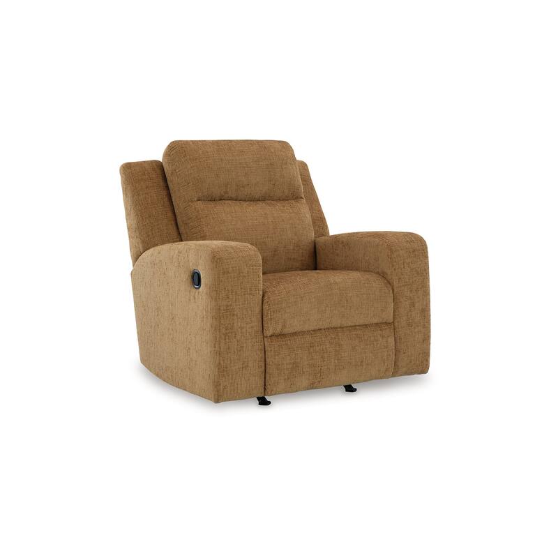 Damon Manual Rocker Recliner Chair, Soft Plush Camel Brown Polyester