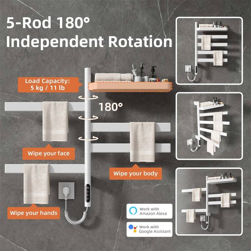 Smart Rotating Heated Towel Rack for Bathroom,Towel Warmer