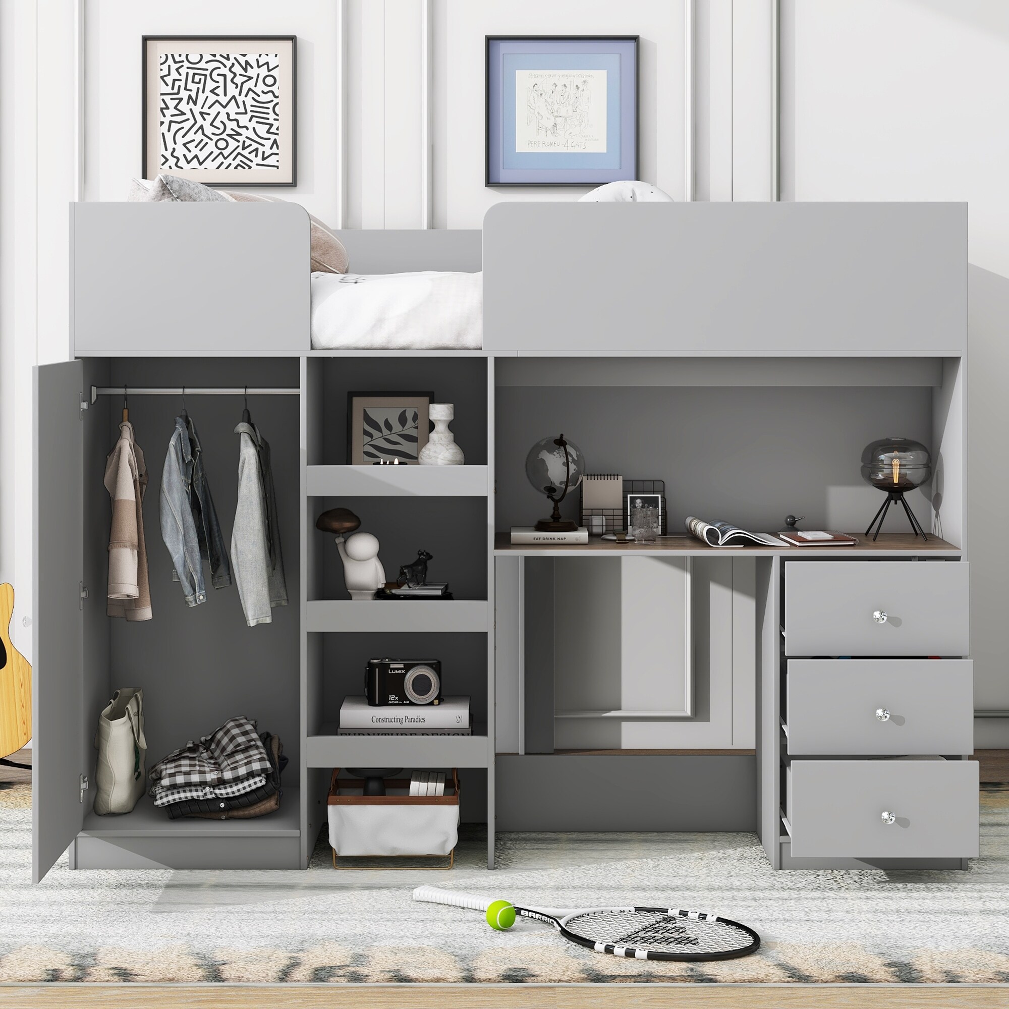 Cabin bed with wardrobe and drawers discount