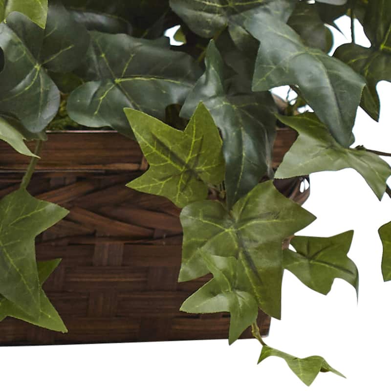 Artificial Plant with Basket - 26" Tall Green Foliage Decor - Indoor Outdoor Home Office Accent - 1.04ft.
