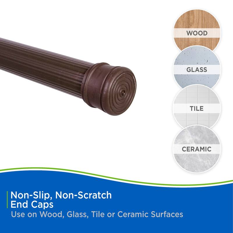 Kenney Twist & Fit No Tools Spring Tension Shower Curtain Rod, 36-63"