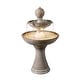 preview thumbnail 2 of 5, Hillsby Ivory Ceramic Tiered Fountain with Light - 22" x 38"