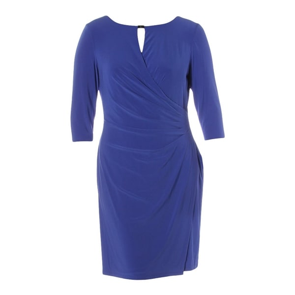 Shop Lauren Ralph Lauren Womens Wear to Work Dress Faux Wrap Knee-Length -  Overstock - 28043116