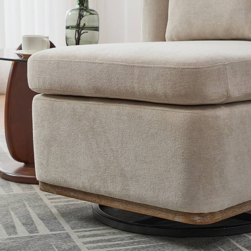 25.2 "Wide Modern Chenille Cushioned Armless Metal Base 360°Swivel Chair