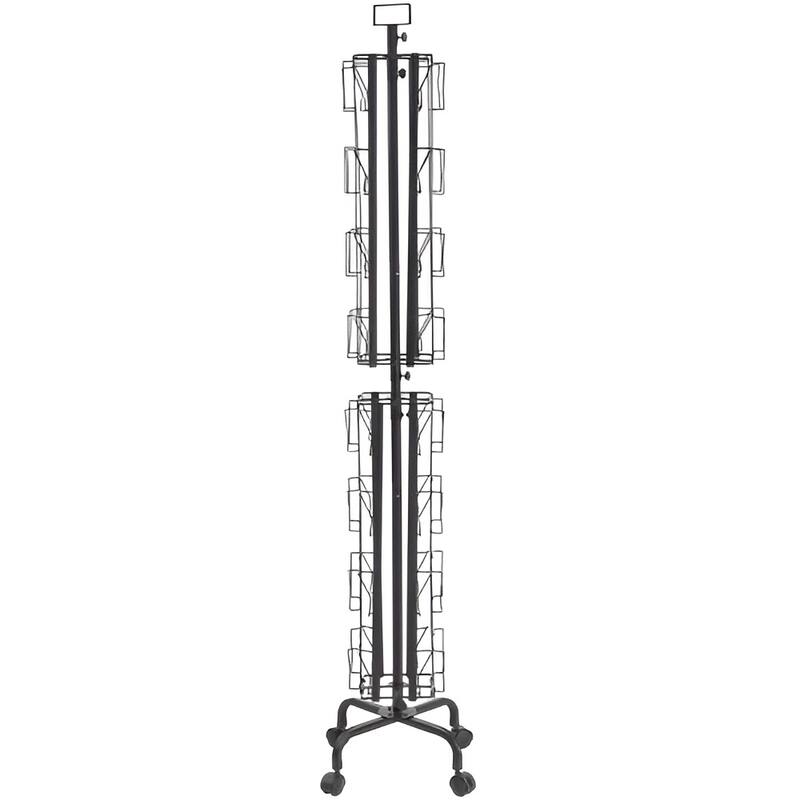 Rotating Greeting Card Display Rack with 32 Pockets & Wheels - 17.72 x 17.72 x 75.98 in