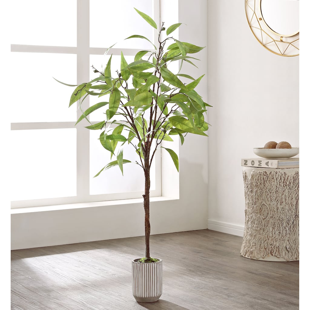 SAFAVIEH Nicolette Faux Eucalyptus Potted Tree - 18.9" W x 18.9" L x 48.8" H - 19Wx19Dx49H