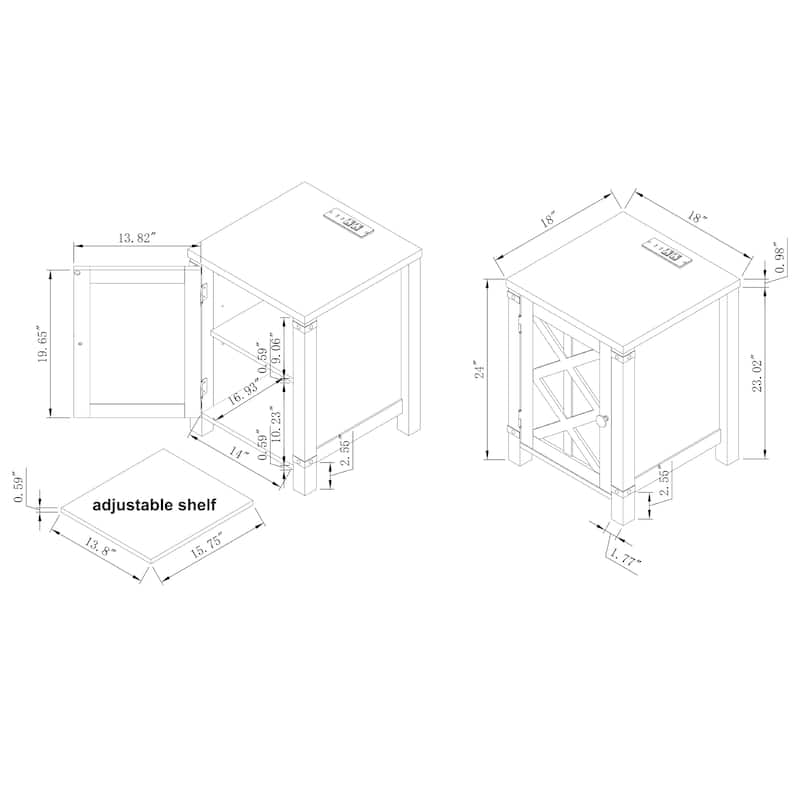 Farmhouse End Table with Charging Station and Storage - 24" in Height