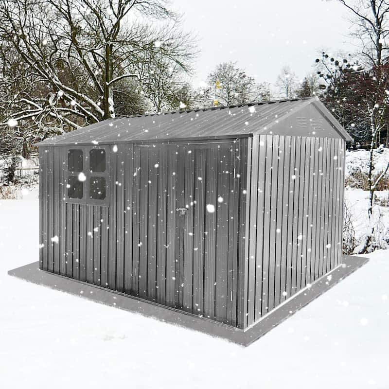 10'x8' Outdoor Metal Storage Shed with Lockable Door for Patio Furniture and Tools