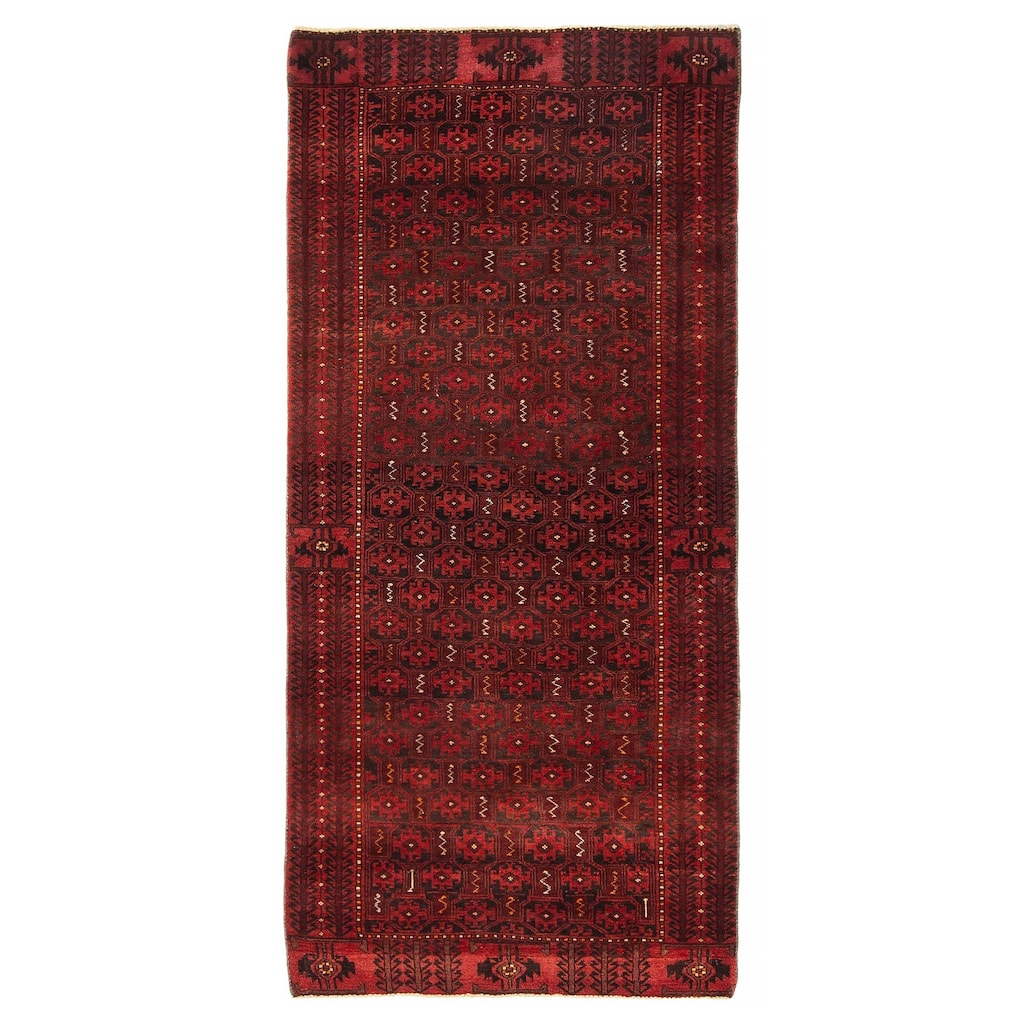 ECARPETGALLERY Hand-knotted Baluch Red Wool Rug - 2'10 x 6'2