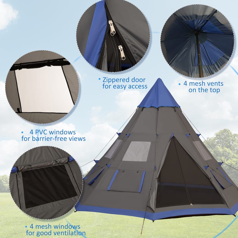 Large 6 to 7 Person Camping Tent with Water Resistant Fabric and Rust Resistant Frame for Outdoor Adventures