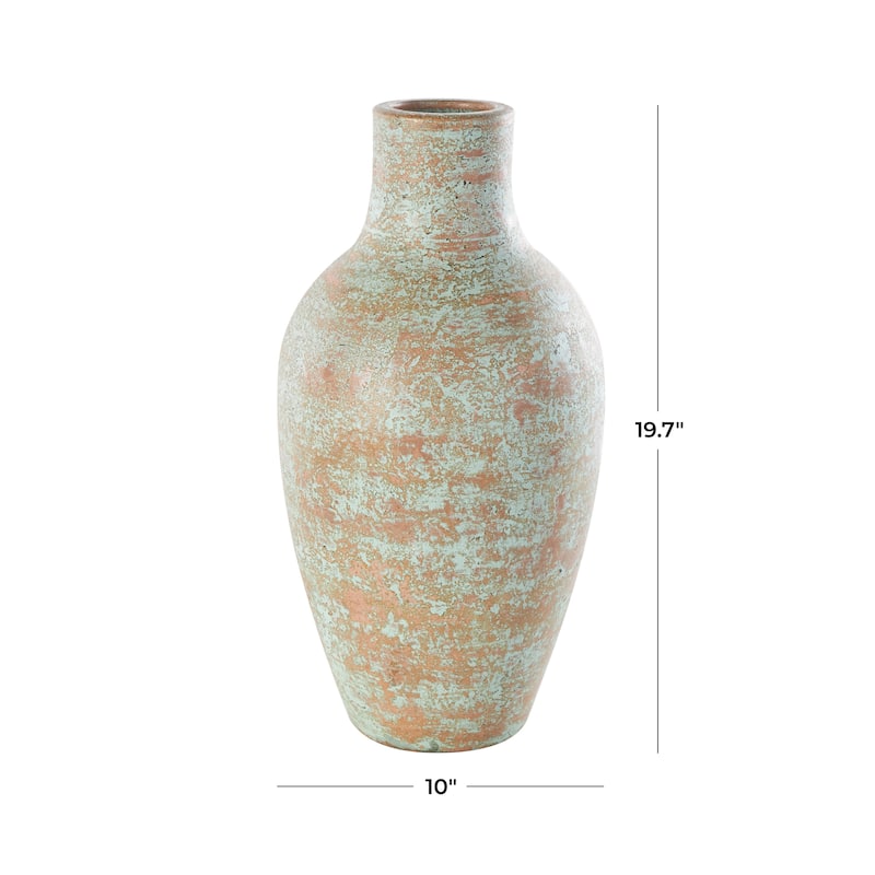 Ceramic Antique Style Textured Patina Vase - Brown - Roche River Decor - 10"W x 10"L x 20"H