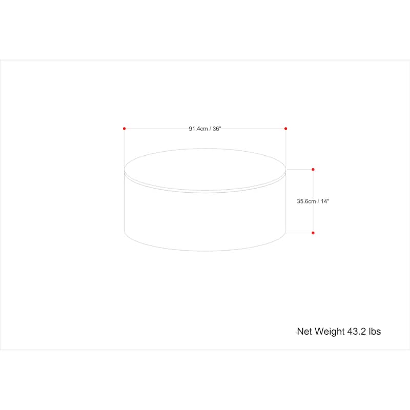 WYNDENHALL Hillmount SOLID MANGO WOOD 36 inch Wide Round Contemporary Drum Coffee Table & Fully Assembled - 36"d x 36" w x 14"h