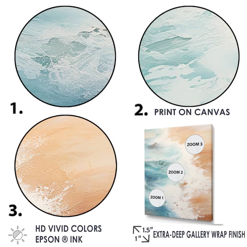 Designart "Modern Blue And Beige Sand Aerial View II" Coastal Beach Sand Wall Art