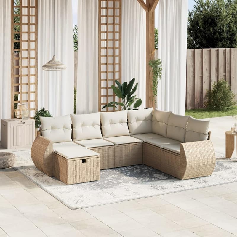 vidaXL Garden Sofa Set - Beige and cream Seven-Piece