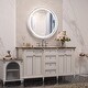 preview thumbnail 2 of 5, KEONJINN Round LED Front Light Bathroom Vanity Wall Mirror 3 Colors, Anti-fog, Metal Frame
