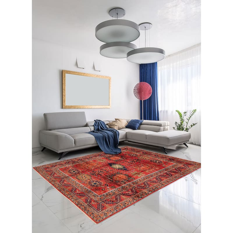 ECARPETGALLERY Hand-knotted Aryana Red Wool Rug - 8'11 x 12'0